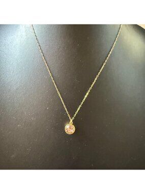 14K Gold-Filled Necklace Solitaire Pink Pendant 17" Chain